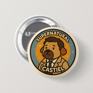 Badge Rond 5 Cm "Chien surnaturel - Castiel"