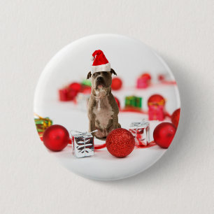 Badge Rond 5 Cm Chien taureau avec boîte cadeau et ornements de No