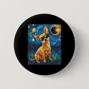 Badge Rond 5 Cm Chien total Eclipse Solaire Chihuahua