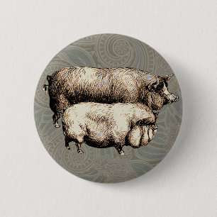 Badge Rond 5 Cm Chiens d'antiquités dessin Vintage