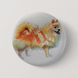 Badge Rond 5 Cm Chiens d'aquarelle allemands Spitz Pomeranian