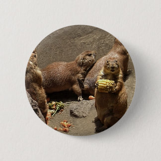 Badge Rond 5 Cm Chiens de prairie mangeant le dîner 1