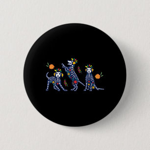 Badge Rond 5 Cm Chiens de squelette colorés mexicains jour des mor