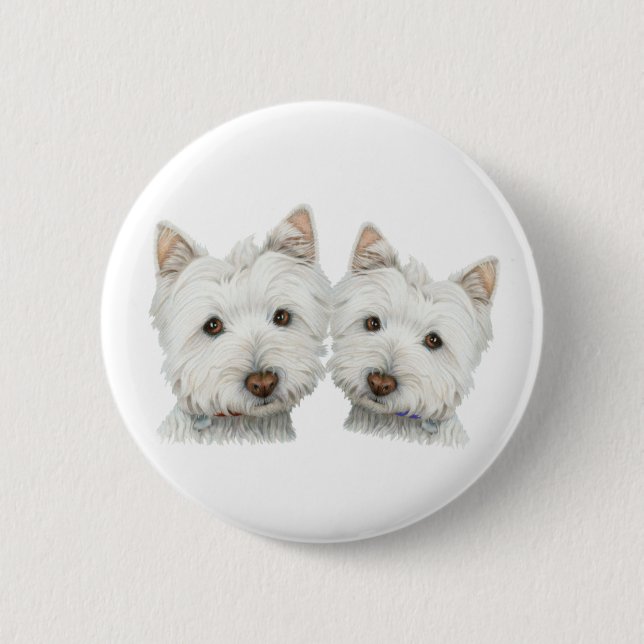 Badge Rond 5 Cm Chiens mignons de Westie (Devant)