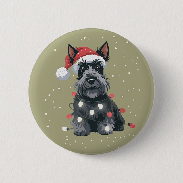 Badge Rond 5 Cm Chiens Scottie Scottish Terrier Christmas Chien Ma (Devant)