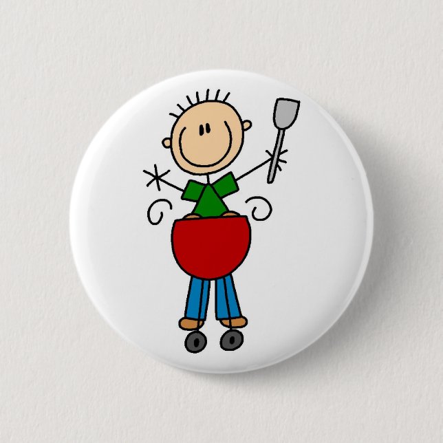Badge Rond 5 Cm Chiffre bouton de bâton de barbecue (Devant)