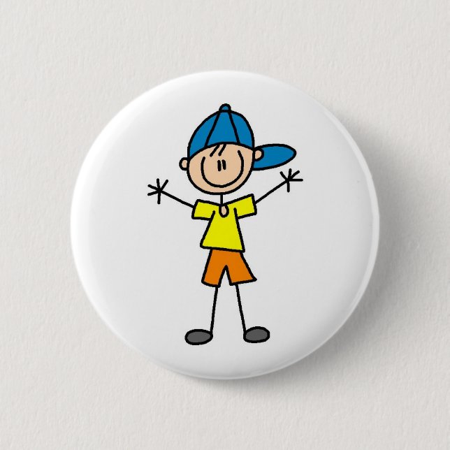 Badge Rond 5 Cm Chiffre bouton de bâton de garçon (Devant)