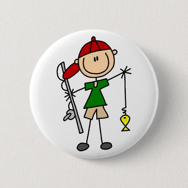 Badge Rond 5 Cm Chiffre bouton de bâton de pêche (Devant)