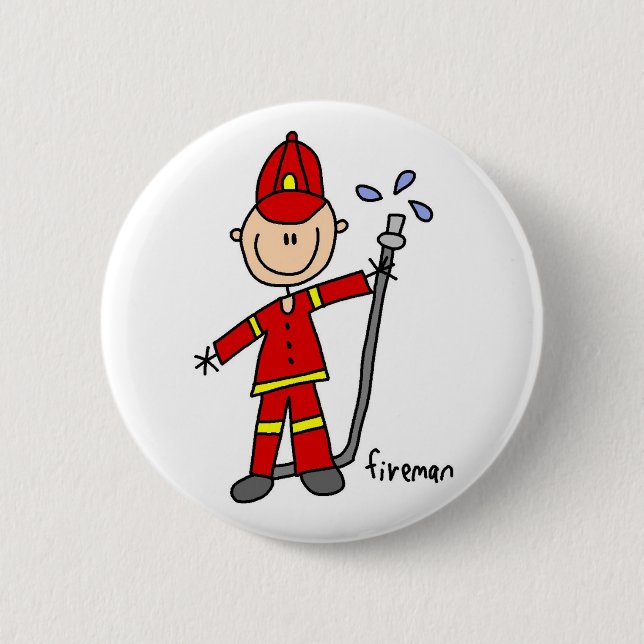 Badge Rond 5 Cm Chiffre bouton de bâton de pompier (Devant)