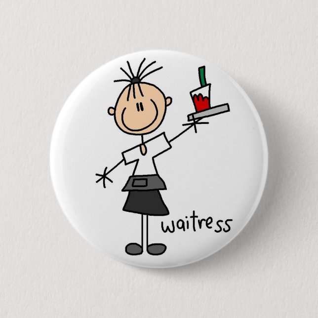 Badge Rond 5 Cm Chiffre bouton de bâton de serveuse (Devant)