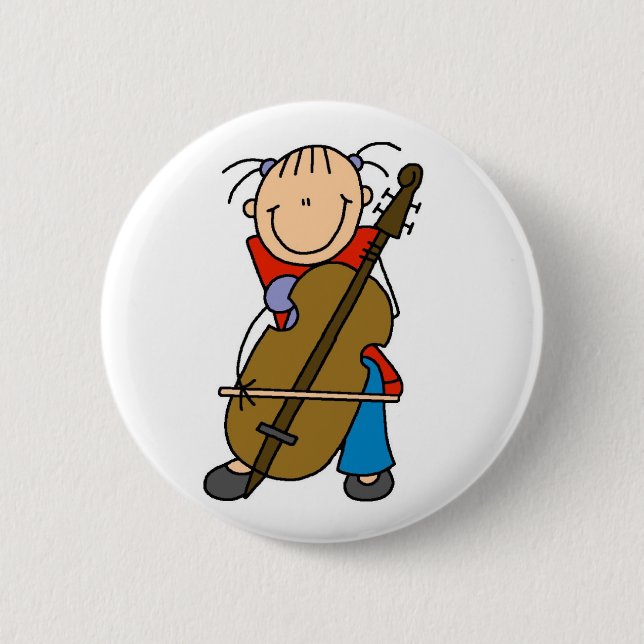 Badge Rond 5 Cm Chiffre bouton de bâton de violoncelle (Devant)