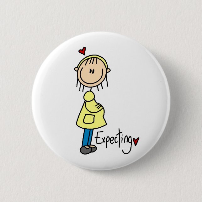 Badge Rond 5 Cm Chiffre de bâton attendant le bébé (Devant)