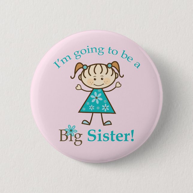 Badge Rond 5 Cm Chiffre de bâton de grande soeur (Devant)