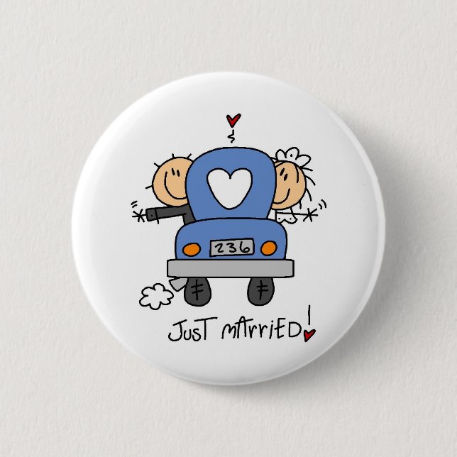 Badge Rond 5 Cm Chiffre de bâton juste marié (Devant)