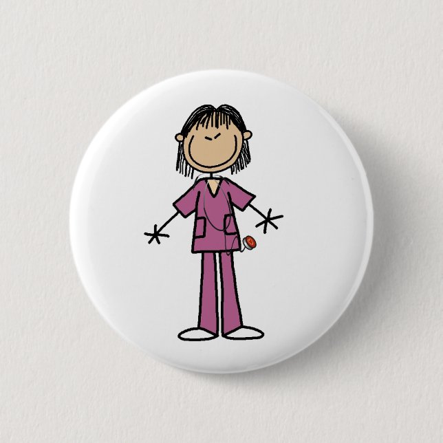 Badge Rond 5 Cm Chiffre femelle asiatique bouton de bâton (Devant)