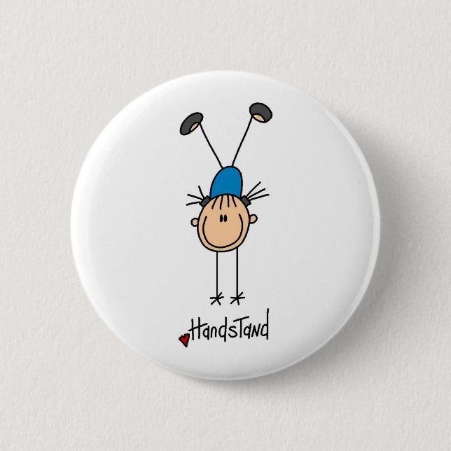 Badge Rond 5 Cm Chiffre fille de bâton faisant le bouton d'appuis (Devant)