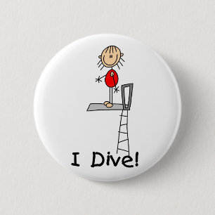 Badge Rond 5 Cm Chiffre fille de bâton je plonge