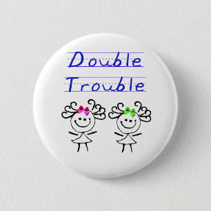 Badge Rond 5 Cm Chiffre filles de bâton de jumeau