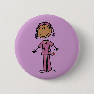 Badge Rond 5 Cm Chiffre infirmière de bâton d'Afro-américain