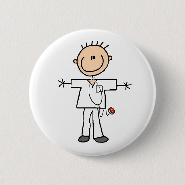 Badge Rond 5 Cm Chiffre masculin infirmière de bâton (Devant)