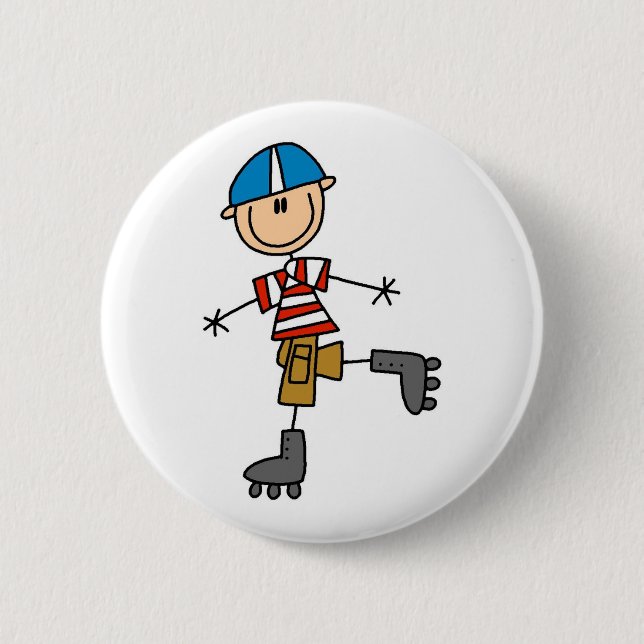 Badge Rond 5 Cm Chiffre patinage de bâton de rouleau (Devant)