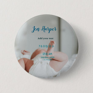 Badge Rond 5 Cm Chiffres de naissance bébé ajouter nom lieu date d