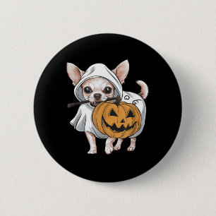 Badge Rond 5 Cm Chihuahua Chien Fantôme Halloween