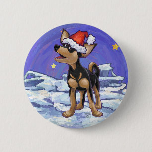 Badge Rond 5 Cm Chihuahua de fête étoilée