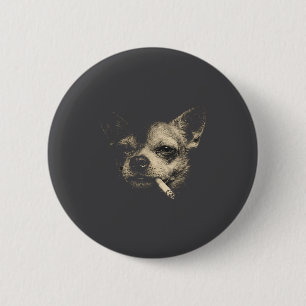 Badge Rond 5 Cm Chihuahua fumant drôle Vintage Y2k Nge Chien Graph
