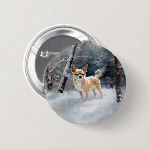 Badge Rond 5 Cm Chihuahua Laisser neiger Noël