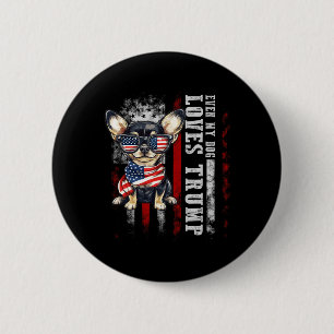 Badge Rond 5 Cm Chihuahua même mon chien aime Trump drôle