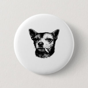 Badge Rond 5 Cm Chihuahua Mème T-Shirt Chien Fumant Cigarette