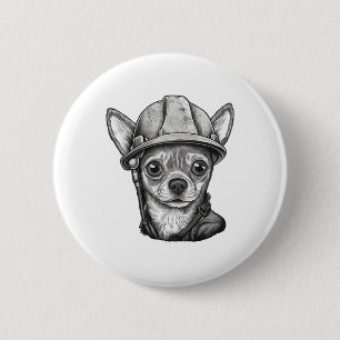Badge Rond 5 Cm Chihuahua Ouvrier de construction
