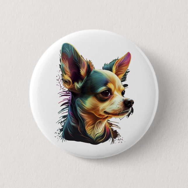 Badge Rond 5 Cm Chihuahua peinture Abstraite couleur mignonne chie (Devant)