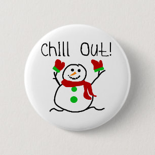 Badge Rond 5 Cm Chill Out Snowman