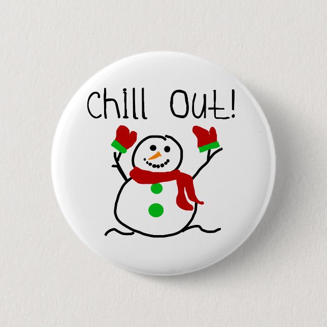 Badge Rond 5 Cm Chill Out Snowman (Devant)
