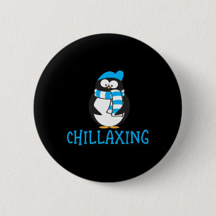 Badge Rond 5 Cm Chillaxant mignon pingouin Noël Zoo Cadeau