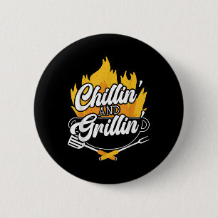Badge Rond 5 Cm Chillin Et Grillin Bbq Grillmaster Barbecue