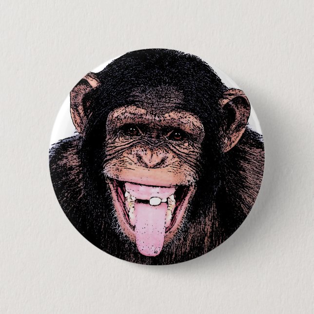 Badge Rond 5 Cm Chimpanzé (Devant)