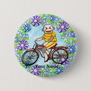 Badge Rond 5 Cm Chimpanzé en chaussette de vélo