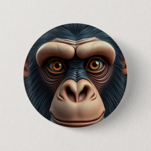 Badge Rond 5 Cm Chimpanzé fou mignon