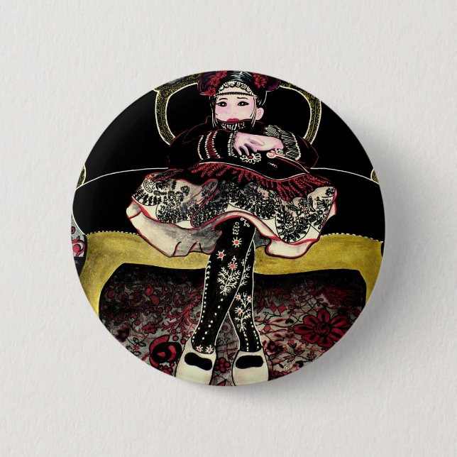 Badge Rond 5 Cm chinoise aux fleurs 3 (Devant)