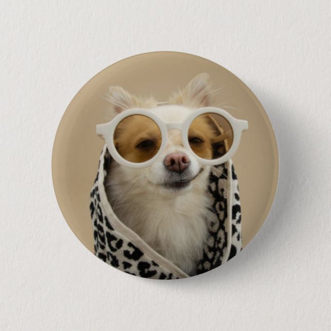 Badge Rond 5 Cm chiot cool (Devant)
