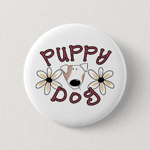 Badge Rond 5 Cm Chiot de fleurs