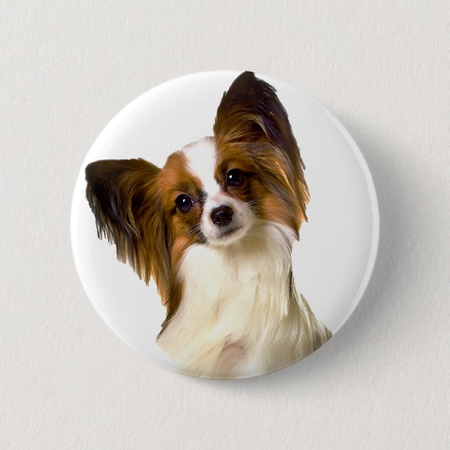 Badge Rond 5 Cm Chiot de Papillon d'isolement sur l'arrière - plan (Devant)