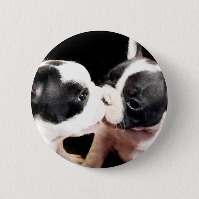 Badge Rond 5 Cm Chiots de bouledogue français (Devant)