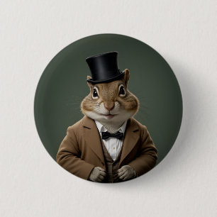 Badge Rond 5 Cm Chipmunk victorien