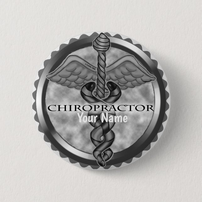 Badge Rond 5 Cm Chiropraticien en argent (Devant)