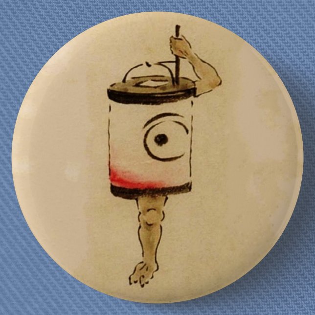 Badge Rond 5 Cm Chochin-obake japonais (Fantôme de lanterne en pap (Vintage Chochin-obake (Paper Lantern Ghost) Yokai Can Badge- Detail View)