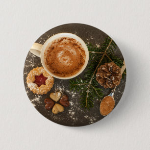 Badge Rond 5 Cm Chocolat chaud de Noël